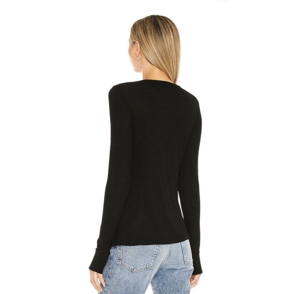 Michael Lauren Potter Snap Front Long Sleeve Tee Black Rib Basic L $97 - Picture 3 of 6